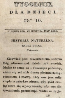 Tygodnik dla Dzieci. 1829, nr 16