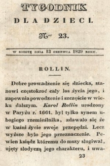 Tygodnik dla Dzieci. 1829, nr 23