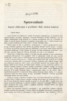 [Kadencja II, sesja III, al. 39] Alegaty do Sprawozdań Stenograficznych z Trzeciej Sesyi Drugiego Peryodu Sejmu Galicyjskiego z roku 1869. Alegat 39