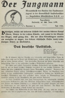 Der Jungmann : Monatschrift des Bundes der Kaufmanns-jugend in der Gewerkschaft Oberschlesiens D.H.V. 1930, nr 4