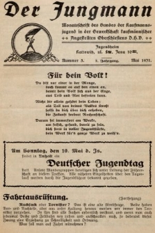 Der Jungmann : Monatschrift des Bundes der Kaufmanns-jugend in der Gewerkschaft Oberschlesiens D.H.V. 1931, nr 5