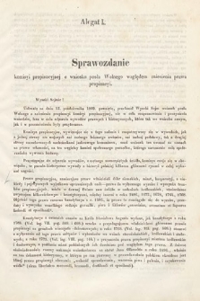 [Kadencja II, sesja III, al. 50] Alegaty do Sprawozdań Stenograficznych z Trzeciej Sesyi Drugiego Peryodu Sejmu Galicyjskiego z roku 1869. Alegat 50