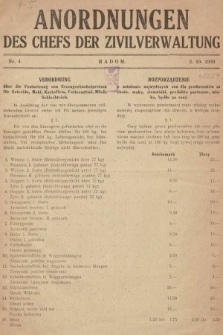 Anordnungen des Chefs der Zivilverwaltung. 1939, nr 4