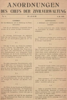 Anordnungen des Chefs der Zivilverwaltung. 1939, nr 5