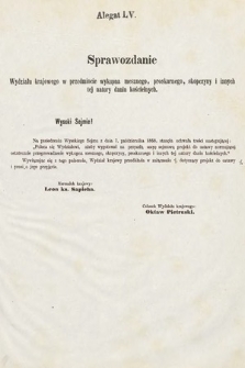 [Kadencja II, sesja III, al. 55] Alegaty do Sprawozdań Stenograficznych z Trzeciej Sesyi Drugiego Peryodu Sejmu Galicyjskiego z roku 1869. Alegat 55