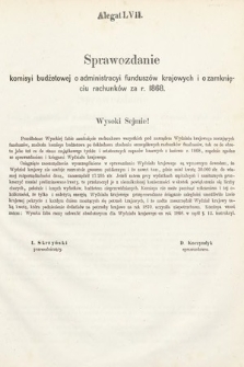 [Kadencja II, sesja III, al. 57] Alegaty do Sprawozdań Stenograficznych z Trzeciej Sesyi Drugiego Peryodu Sejmu Galicyjskiego z roku 1869. Alegat 57