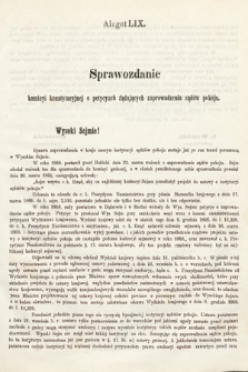 [Kadencja II, sesja III, al. 59] Alegaty do Sprawozdań Stenograficznych z Trzeciej Sesyi Drugiego Peryodu Sejmu Galicyjskiego z roku 1869. Alegat 59