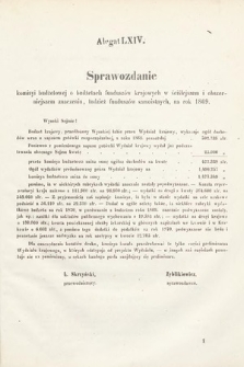 [Kadencja II, sesja III, al. 64] Alegaty do Sprawozdań Stenograficznych z Trzeciej Sesyi Drugiego Peryodu Sejmu Galicyjskiego z roku 1869. Alegat 64