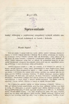 [Kadencja II, sesja III, al. 69] Alegaty do Sprawozdań Stenograficznych z Trzeciej Sesyi Drugiego Peryodu Sejmu Galicyjskiego z roku 1869. Alegat 69