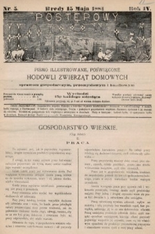 Postępowy Hodowca : pismo ilustrowane poświęcone hodowli zwierząt domowych, sprawom gospodarczym, przemysłowym i handlowym. 1881, nr 5