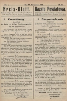 Kreis-Blatt : amtliches Organ für den unter deutscher Verwaltung stehender Teil des Kreises Czenstochau = Gazeta Powiatowa : urzędowy organ dla tej części powiatu częstochowskiego, która znajduje się pod zarządem niemieckim. 1915, nr 44