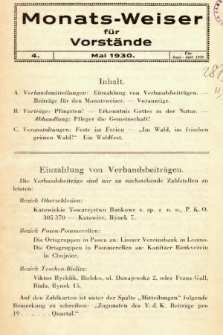 Monats-Weiser für Vorstände. 1930, nr 4