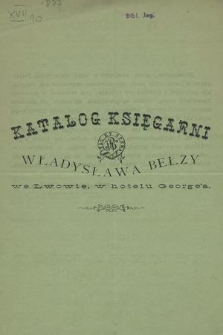 Katalog księgarni Władysława Bełzy we Lwowie, w hotelu George'a
