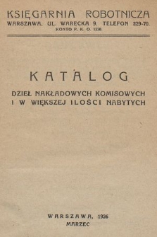 Katalog dzieł nakładowych, komisowych i w większej ilości nabytych