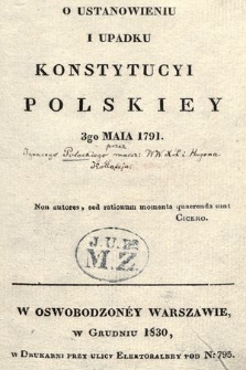 O ustanowieniu i upadku Konstytucyi Polskiey 3go Maia 1791. [Cz. 2]