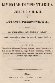 Livoniae commentarius, Gregorio XIII. P. M.
