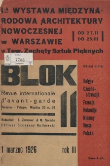 Blok : revue international d'avangarde. R. 3, 1926, nr 11