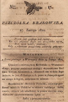 Pszczółka Krakowska. 1820, T.1, nr 17