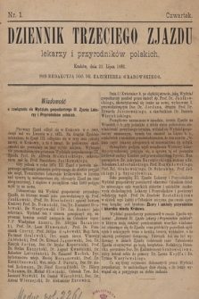 Dziennik Trzeciego Zjazdu Lekarzy i Przyrodników Polskich. 1881, nr 1