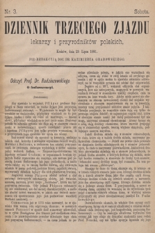 Dziennik Trzeciego Zjazdu Lekarzy i Przyrodników Polskich. 1881, nr 3