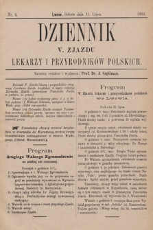 Dziennik V. Zjazdu Lekarzy i Przyrodników Polskich. 1888, nr 4