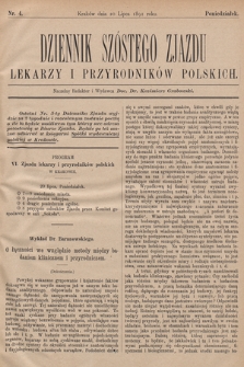 Dziennik Szóstego Zjazdu Lekarzy i Przyrodników Polskich. 1891, nr 4