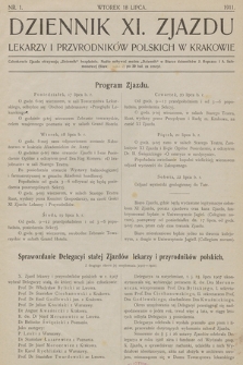 Dziennik XI. Zjazdu Lekarzy i Przyrodników Polskich. 1911, nr 1