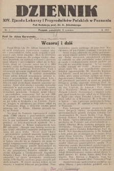 Dziennik XIV. Zjazdu Lekarzy i Przyrodników Polskich. 1933, nr 1