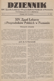 Dziennik XIV. Zjazdu Lekarzy i Przyrodników Polskich. 1933, nr 3