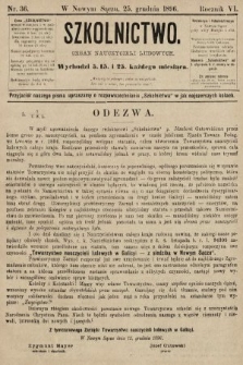 Szkolnictwo : organ nauczycieli ludowych. 1896, nr 36