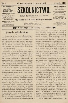 Szkolnictwo : organ nauczycieli ludowych. 1903, nr 7