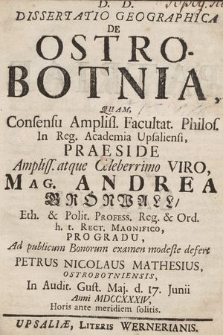 Dissertatio Geographica De Ostro-Botnia