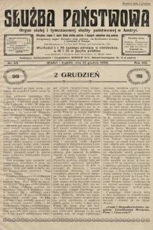 Służba Państwowa : organ stałej i tymczasowej służby państwowej w Austryi : oficjalny organ różnych stowarzyszeń służby państwowej. 1908, nr 23