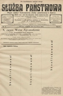 Służba Państwowa : organ stałej i tymczasowej służby państwowej w Austryi : oficjalny organ różnych stowarzyszeń służby państwowej. 1910, nr 5
