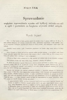 [Kadencja III, sesja III, al. 30] Alegata do Sprawozdań Stenograficznych z Trzeciej Sesyi Trzeciego Peryodu Sejmu Krajowego Królestwa Galicyi i Lodomeryi wraz z Wielkiem Księstwem Krakowskiem z roku 1872. Alegat 30