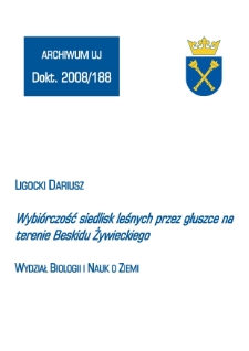 Wybiórczość siedlisk leśnych przez głuszce na terenie Beskidu Żywieckiego