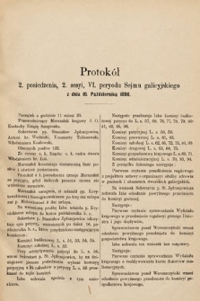 [Kadencja VI, sesja II, pos. 2] Protokół 2. posiedzenia 2. sesyi, VI. peryodu Sejmu galicyjskiego