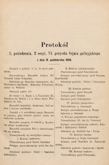 [Kadencja VI, sesja II, pos. 3] Protokół 3. posiedzenia 2. sesyi, VI. peryodu Sejmu galicyjskiego