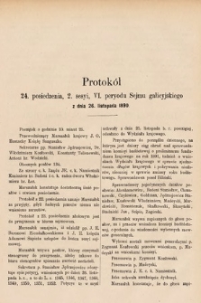 [Kadencja VI, sesja II, pos. 24] Protokół 24. posiedzenia 2. sesyi, VI. peryodu Sejmu galicyjskiego