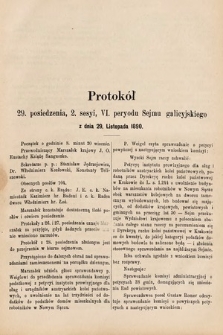 [Kadencja VI, sesja II, pos. 29] Protokół 29. posiedzenia 2. sesyi, VI. peryodu Sejmu galicyjskiego