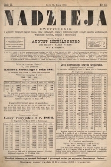 Nadzieja : dwutygodnik z wykazem bieżących ciągnień losów, listów zastawnych, obligacyj indemnizacyjnych innych papierów wartościowych : wiadomości bankowe, kolejowe, ekonomiczne. 1886, nr 12