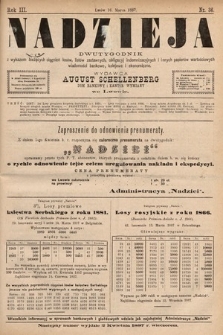 Nadzieja : dwutygodnik z wykazem bieżących ciągnień losów, listów zastawnych, obligacyj indemnizacyjnych innych papierów wartościowych : wiadomości bankowe, kolejowe, ekonomiczne. 1887, nr 36