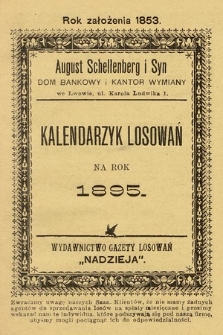 Nadzieja. 1895, kalendarzyk losowań 