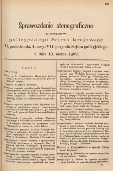 [Kadencja VII, sesja IV, pos. 11] Sprawozdanie Stenograficzne z Rozpraw Galicyjskiego Sejmu Krajowego. 11. Posiedzenie 4. Sesyi VII. Peryodu Sejmu Galicyjskiego