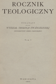 Rocznik Teologiczny. 1936, t. 1