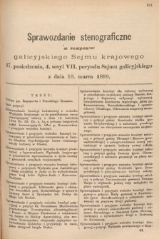 [Kadencja VII, sesja IV, pos. 17] Sprawozdanie Stenograficzne z Rozpraw Galicyjskiego Sejmu Krajowego. 17. Posiedzenie 4. Sesyi VII. Peryodu Sejmu Galicyjskiego