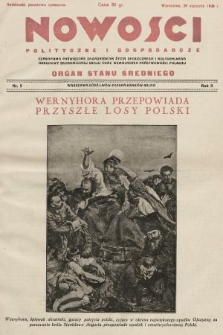 Nowości Polityczne i Gospodarcze : czasopismo poświęcone zagadnieniom życia społecznego i kulturalnego, odbudowy ekonomicznej kraju oraz wzmocnienia państwowości polskiej. 1928, nr 5