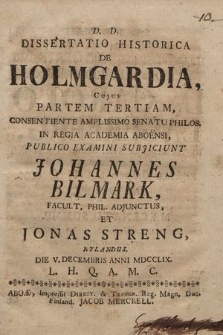 Dissertatio Historica De Holmgardia. P. 3
