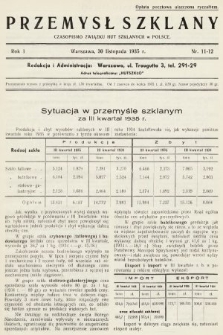 Przemysł Szklany : czasopismo Związku Hut Szklanych w Polsce. 1935, nr 11-12