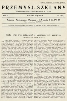 Przemysł Szklany : czasopismo Związku Hut Szklanych w Polsce. 1937, nr 5